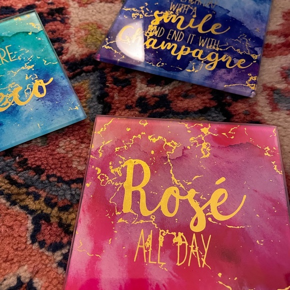 Punny Funny Classy Glass Coasters - Set of 3 - Cute for a party and your drinks! - Picture 2 of 3